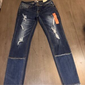 Navy Distressed Skinny Jeans NWT